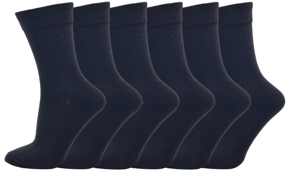Ladies Womens Ankle Socks Cotton Rich Funky Designs Multipack Of 6 Pairs Size 4-8 (UK, Numeric, 4, 8, Regular, Regular, Plain Black)