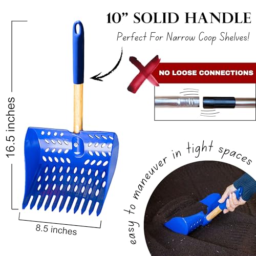Image of The Coop Scoop Shelf 2-in-1 Chicken Poop Scooper & Rake, 10 inch Handle