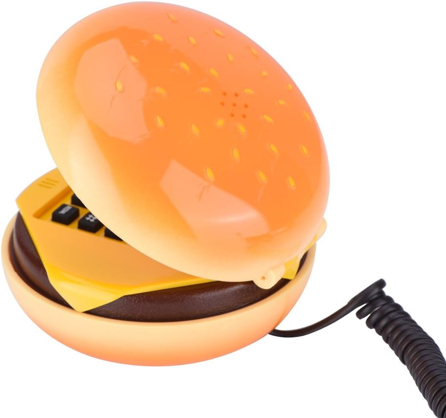 Emulational Hamburger Telephone,Wired Landline Novel Phone,Voice