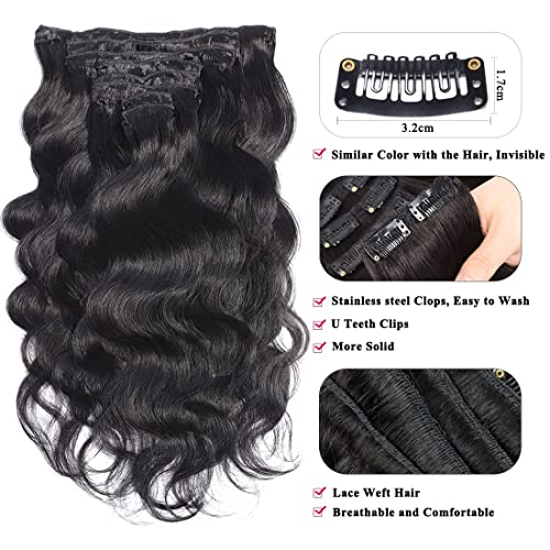 Sexycat Body Wave Hair Extensions Clip in 16 Inch 8Pcs 100g Clip in Hair Extensions Real Human Hair - Image 4
