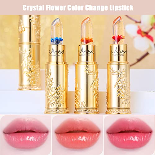 Miaritick Crystal Flower Lipstick,Color Changing Jelly Flower Lip Balm, Jelly Flower Crystal Magic Lipstick, Long Lasting Nutritious Lip Balm, Ideal Gift For Mother's Day (Red) #TOP3