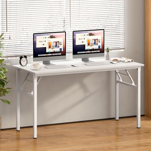 Image of Need Office Computer Desk 60 Inch Sturdy Folding Laptop Table White
