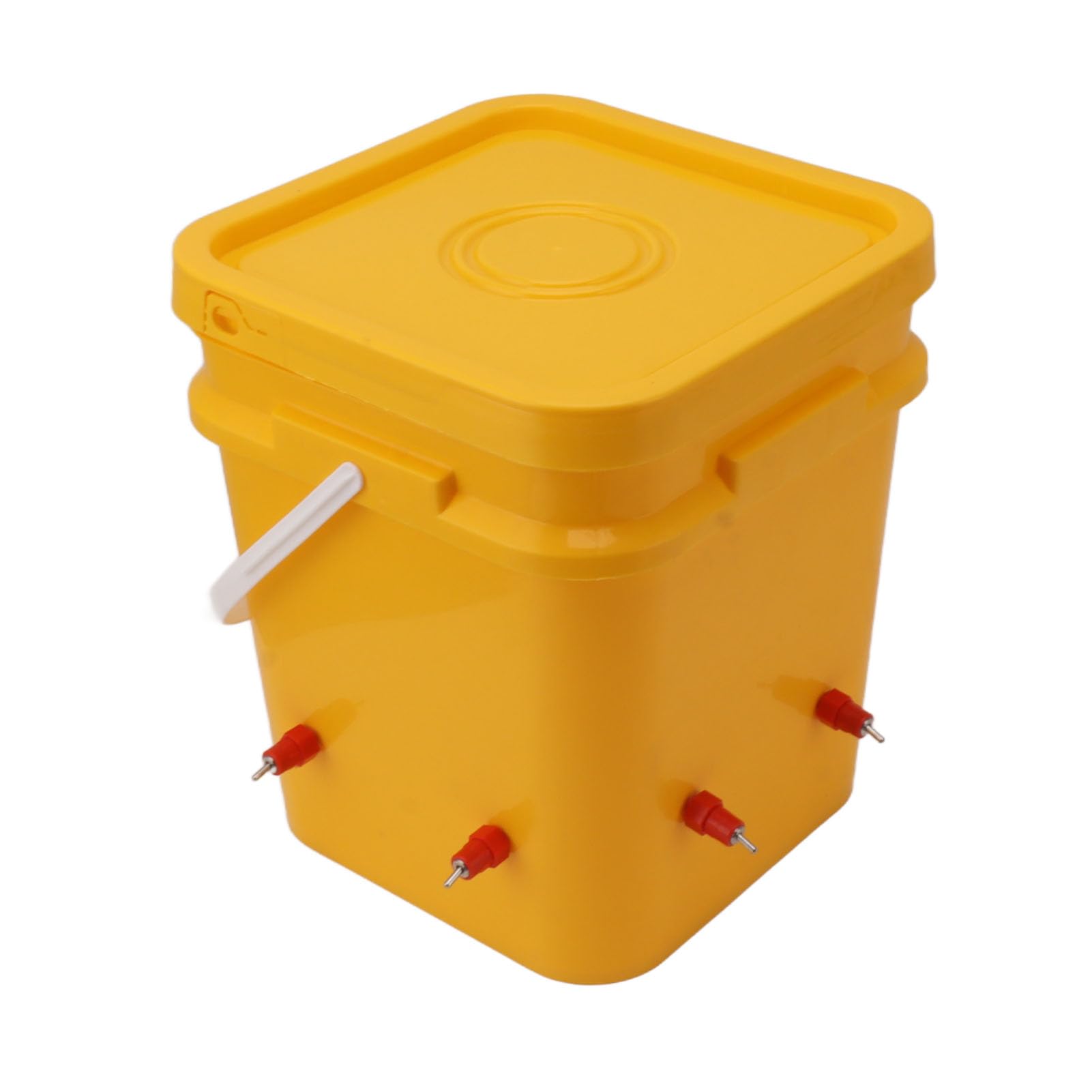 Bebedero Automático para Pollos con Cubo de 12 litros para Beber Aves de Corral, Ideal Gansos, Patos y Más (Cubo + Trasero Pelirroja)