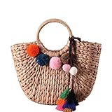 Straw Tote Bag Women Large Casual Retro Cute Hand Woven Handbags Beach Hobo Bag for Daily Use Beach...