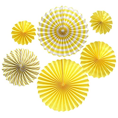 Ruidee 6 Pezzi Ventagli di Carta Set Paper Fans Ventole Piegate Decorative Ventaglio Rotondo per Feste Compleanno Matrimonio Decorazion (TZS/Yellow)