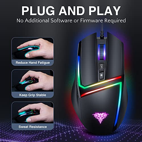 Bengoo Wired Gaming Mouse, Pc Computer Mice Usb Mouse With 6 Rgb Led Modes, High-Precision 6 Adjustable Dpi Up To 8000, 7 Programmable Buttons, Ergonomic Optical Mouse For Windows Pc Mac Laptop Gamer #TOP5