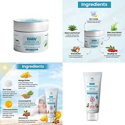 Image of TNW-THE NATURAL WASH Baby Rash Cream & Sunscreen Spf 30 Cream | Body Care Combo | Soft, Supple Skin