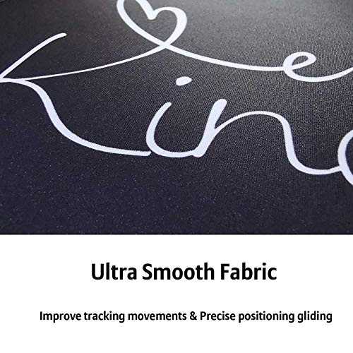 Non-Slip Rubber Black Stitched Edge Round Mouse Pad (Be Kind White) #TOP4