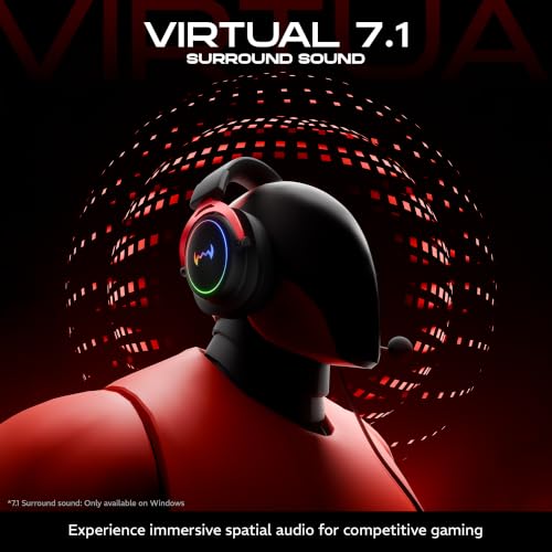 Image of daWg HeadBug G30 Wired Gaming Headset, 50mm Neodymium Drivers, Virtual 7.1 Surround Sound, Hi-Res Audio, Flexible Gaming Mic, Audio Controls, RGB LED, Soft Ear Cushions, Windows Software (Black)