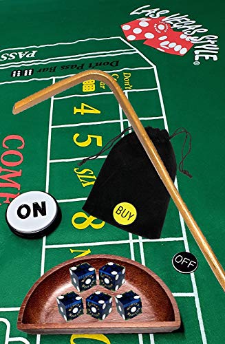 Craps Kit Sets with Dice Stick, Featuring Authentic Las Vegas Casino Table-Played Dice (Sunset Station (Blue Polished))