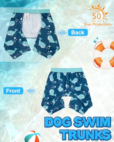 Image of CuteBone Dog Swim Trunks Swimsuit Durable & Comfortable - Quick-Dry, Adjustable Waistband Shorts, UV Protection Bikini- Perfect for Beach, Pool & Outdoor Fun, Dinos DST15L