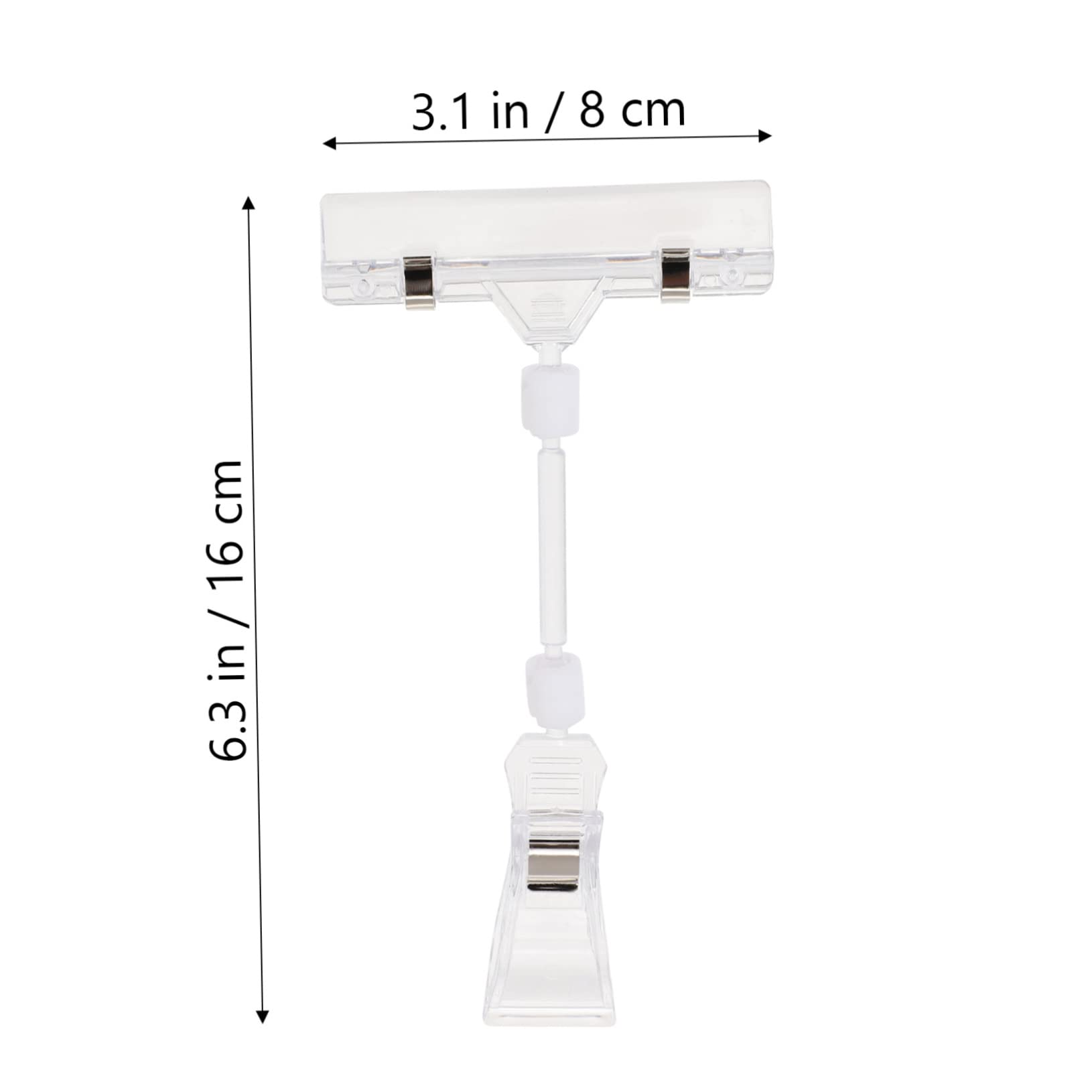 Homoyoyo 25pièces Pince Double Transparente Plastique pour Étiquette Affichage Rotative pour Panneau Pince Porte-étiquette Pivotante pour Affichage