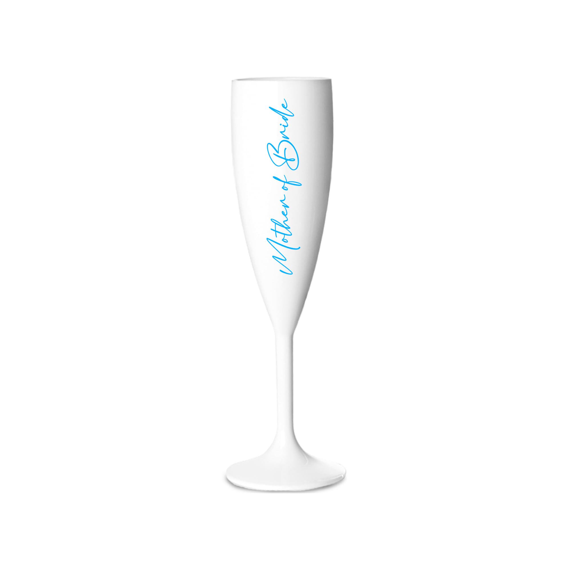 Print Maniacs Champagne Premium White Flute Glass Bride Groom Mr Mrs Wedding Maid Honour Wine Cocktail Prosecco Celebrations Gift (Baby Blue, Mother of Bride)