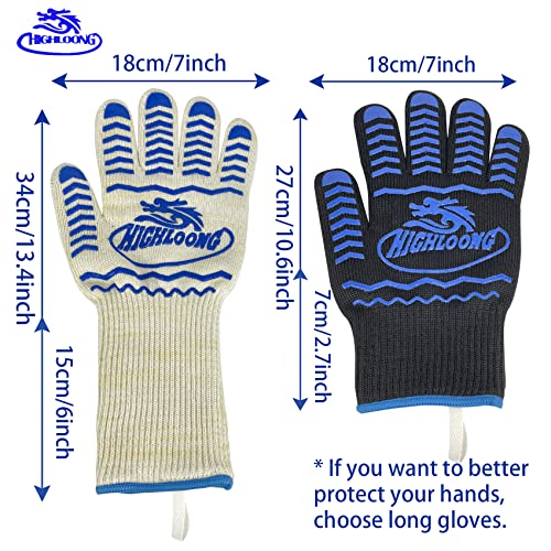 Highloong SGHR8803 Bbq Gloves, Oven Gloves 1472℉ Extreme Heat Resistant, Grilling Gloves Silicone Non-Slip Oven Mitts thumb #7