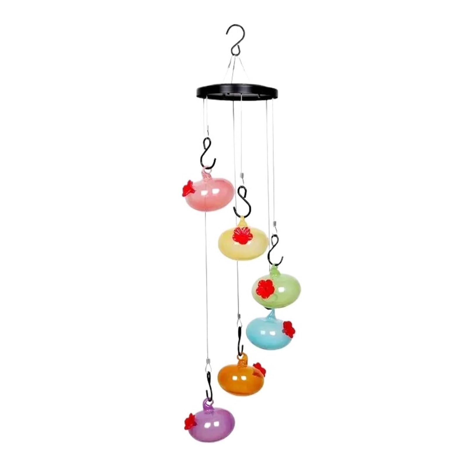 Kuranty Wietrzne Karmnik Dla Kolibrów Ptaków Ręcznie Dmuchane Szkło Dzwonek Wietrzny Do Ogrodu Yard Home Decor łAtwy W Utrzymaniu(Glass colorful)