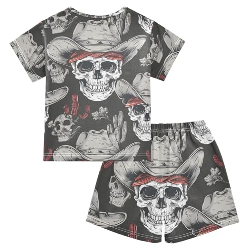 ALAZA Cactus Sugar Skull Pajamas Short Sleeve 2 Piece Sleepwear Top and Bottom Pajama Set Unisex2