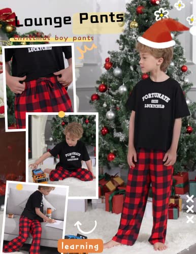 Ekouaer Boys Pajama Pants 3 Pack Sleep Pants Soft Elastic Waist Kids Pajama Bottoms Plaid Lounge Pants With 2 Pockets #TOP3