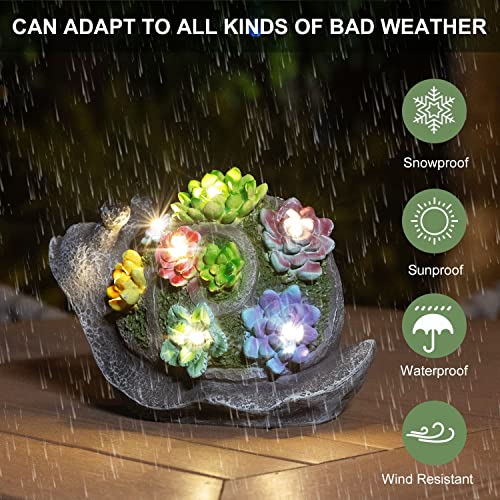 Pearlstar Garden Statues Snails Figurine - Solar Powered Resin Animal Sculpture, Waterptoof Lights Indoor Outdoor Decor, Led Yard Art Decoration Landscape Lawn Ornaments For Patio Backyard (1 Pack) #TOP2