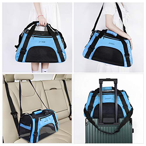 Jmoon Cat Carrier Soft-Sided Airline Approved Pet Carrier Bag,Pet Travel Carrier For Cats,Dogs Puppy Comfort Portable Foldable Pet Bag (Medium, Blue) #TOP4