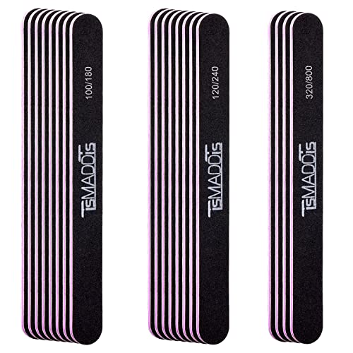 20 Pcs Nail Files, Tsmaddts Nail Files Set Double Sided Emery Board For Natural Acrylic Nails 100/180 120/240 320/800 Grit Professional Manicure Tools For Home Salon #TOP5