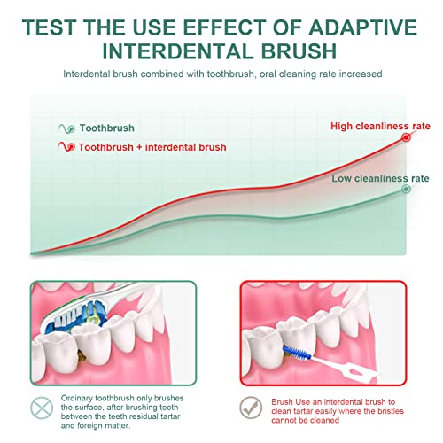 MIVAIUN 200 Stück Interdentalbürste Weiche Silikon adaptive Interdentalbürste Zahnzwischenraum Bürste Rücklaschbürste Tragbarer Dual-Use Zahnseide Stick für Reiniger Zahnreinigung Werkzeug (Grün)