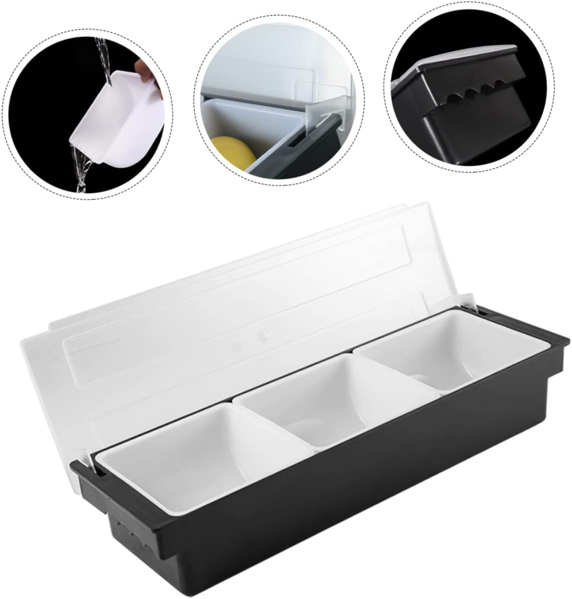 PRETYZOOM Bar Condiment Tray Lid Compartment Snack Container for Chips Candy Fruit Veggies Bartending Garnish Party Serving Box