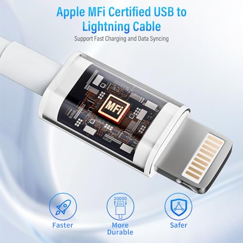 Image of iPhone Charger, [Apple MFi Certified] 2 Pack 5V1A USB Wall Charger Block with 6.6FT Lightning Cable Fast Charging Cord for iPhone 14 13 12 11 Pro Max XR XS X 8 7 6 Plus, iPad, Airpods