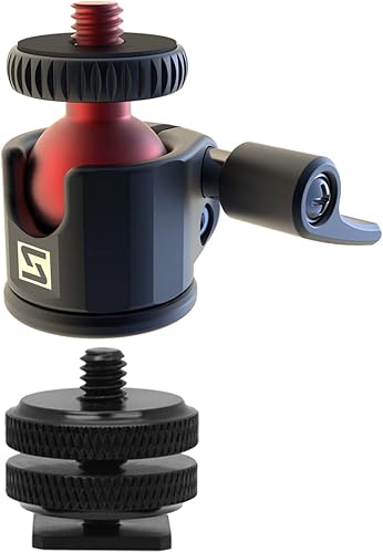 Miniatura 7 de SIOTI Mini soporte de cabeza de bola, mini trípode de cabeza, con zapata caliente, compatible con micrófonoteléfono celularcámara de acciónflashLCD