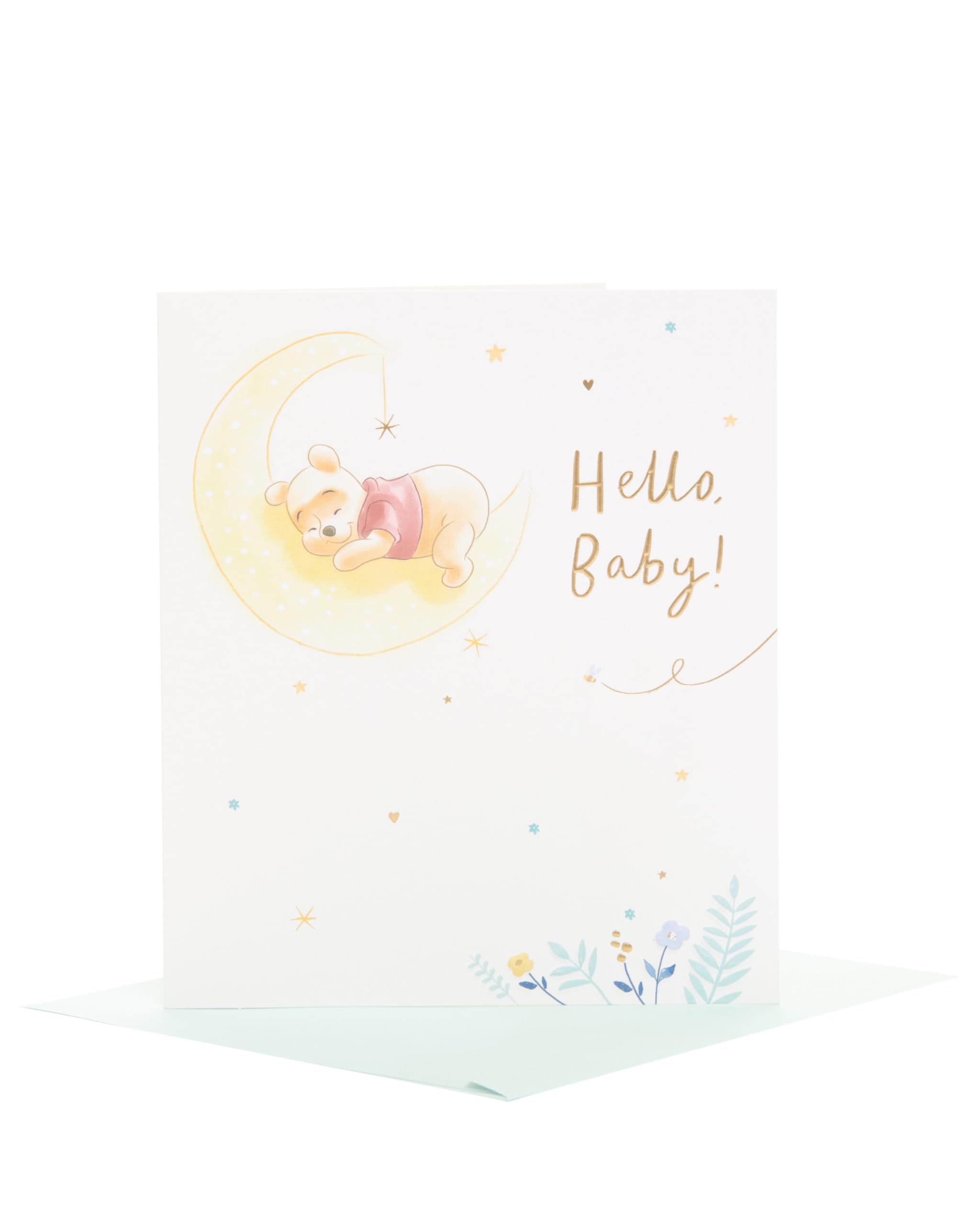 UK Greetings Winnie The Pooh New Baby Card for Him/Her/Friend - Moon Design