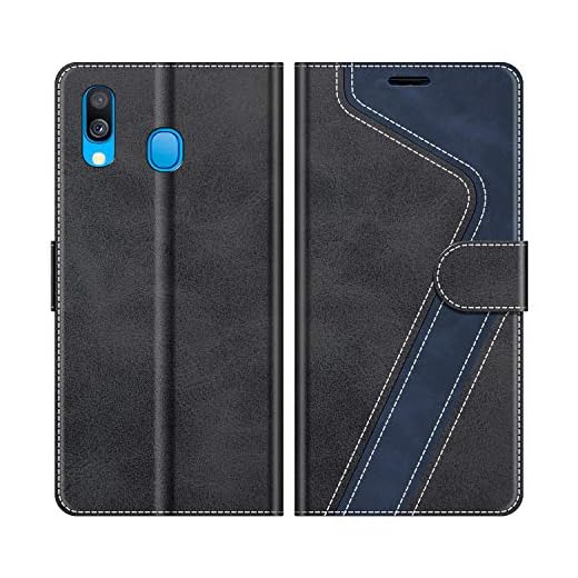 MOBESV fodral kompatibel med Samsung Galaxy A40, magnetiskt mobilfodral flip-fodral till Samsung Galaxy A40 telefonfodral, Svart