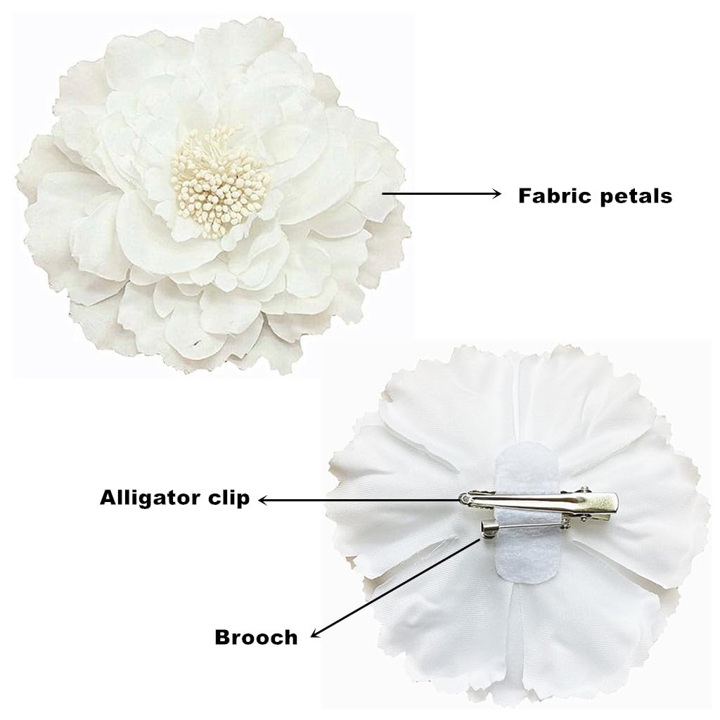 ALIMITOPIA Flower Hair Clip Fabric Artificial Peony Flower Hairpin Barrette Brooch Headdress Bobby Pins Headwear Hair Accessories for wedding Party supplies(Peony Style;4.3 inches;6pcs) - Image 2