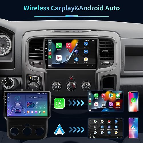 4GB+32GB 5GWIFI Andorid13 Car Radio for Dodge Ram 2013-2018 1500 2500 3500 with Wireless CarPlay&Android Auto 9.2 Inch HD Touchscreen Head Unit Support FM GPS
