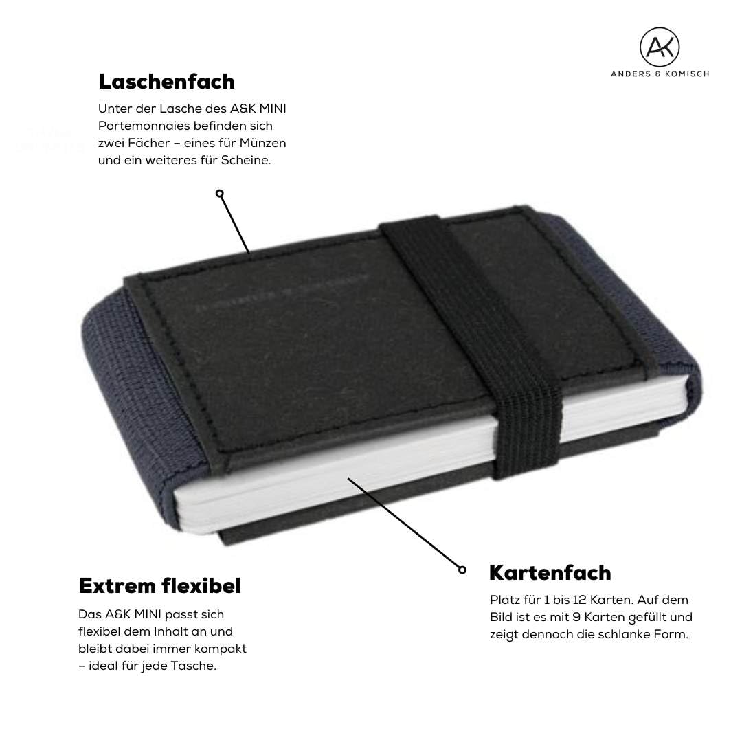 Anders & Komisch Mini Portemonnaie mit Münzfach Kartenetui Herren Kleine Geldbörse Damen Slim Wallet Nachhaltige Geldbeutel Handarbeit aus Deutschland