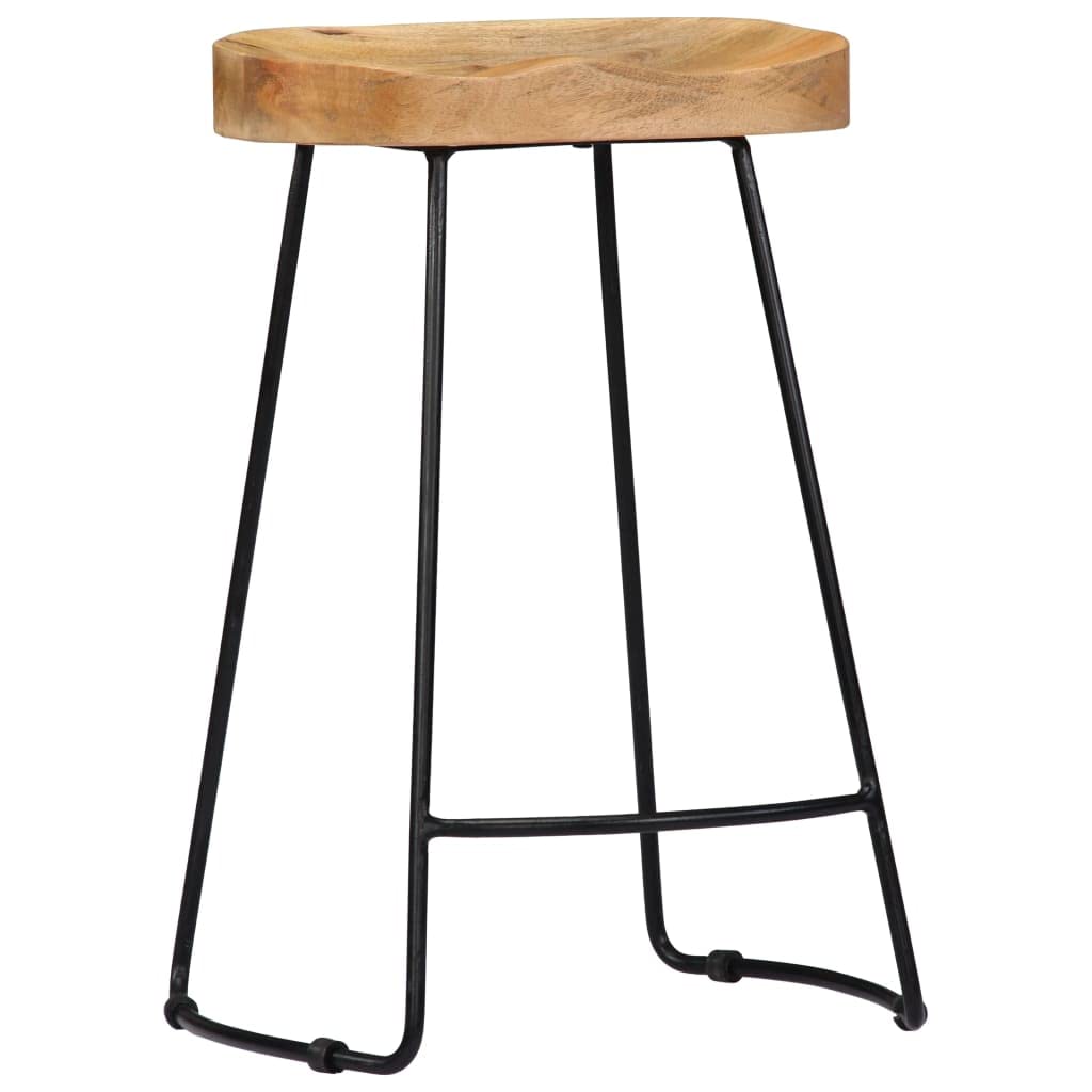 vidaXL 2X Taburetes de Bar Gavin Mobiliario Decoración Pub Sillas Altas Diseño Elegante Sencillo Resistentes 45x40x62cm Madera Maciza de Mango