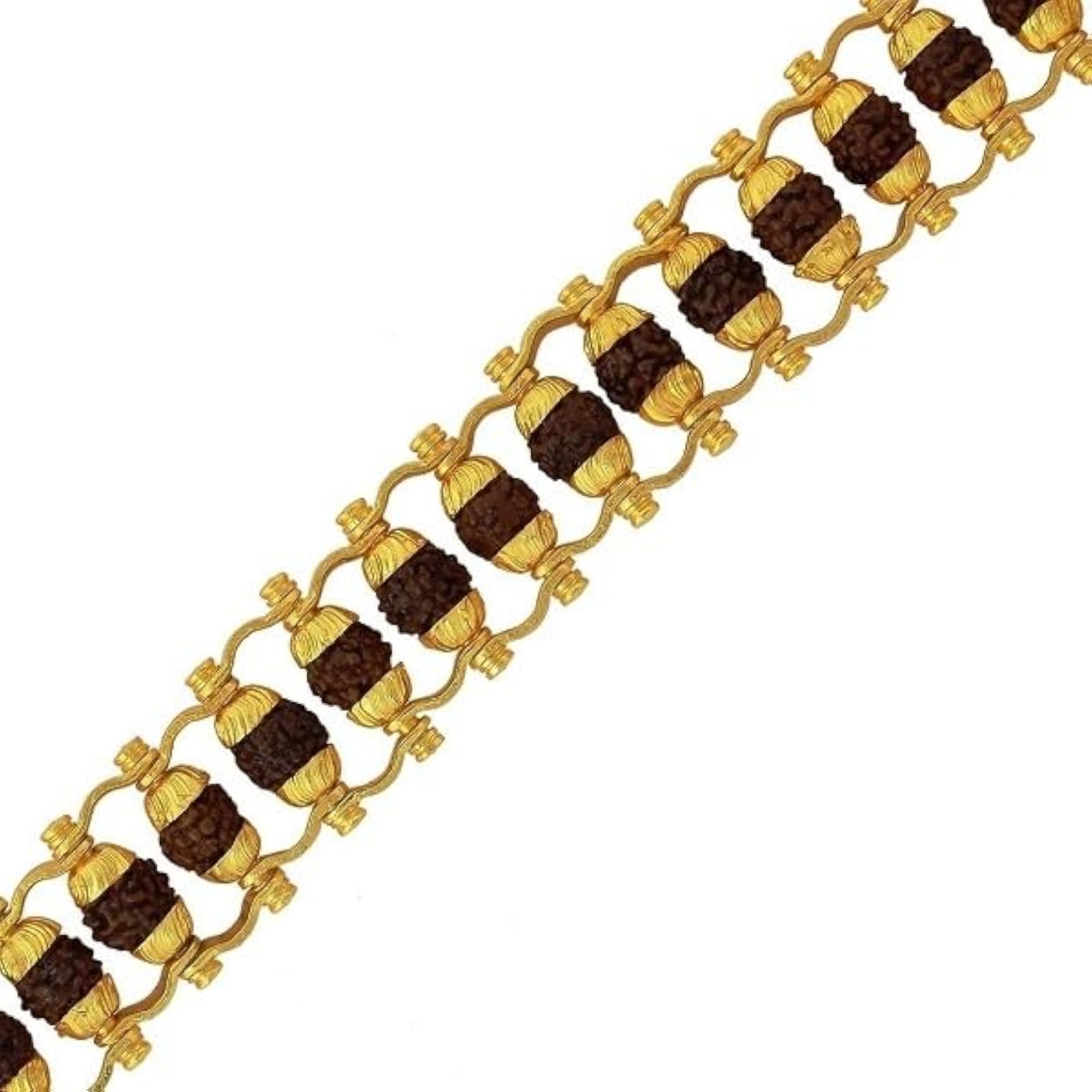 Gold Plated 5 Mukhi Modern Rudraksha Bracelet, Stylish Design