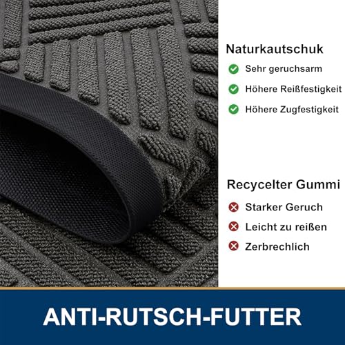 Diaxilu Fußmatte Außen 80 x 120 cm, Silikon Schmutzfangmatte für Außen & Innen - rutschfest, Staubdicht und Waschbar, Türmatte Außen Wetterfest für Haustür, Eingang, Balkon - Dunkelgrau