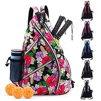 ZOEA Pickleball tas, sport Pickleball Sling Bag voor dames en heren, verstelbare Pickleball rugzak met waterfles houder, past op 4 peddels en al je andere spullen (rood