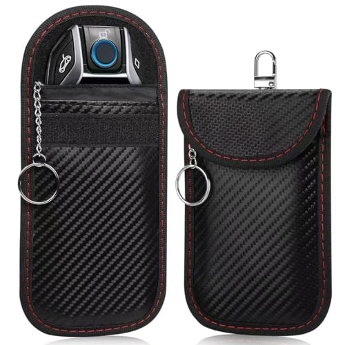 WTXHOP Faraday Bags for Car Keys 2 Pack Faraday Pouch RFID Key Fob Protector Signal Blocking Case & Anti-Theft Safe Bag (Small)