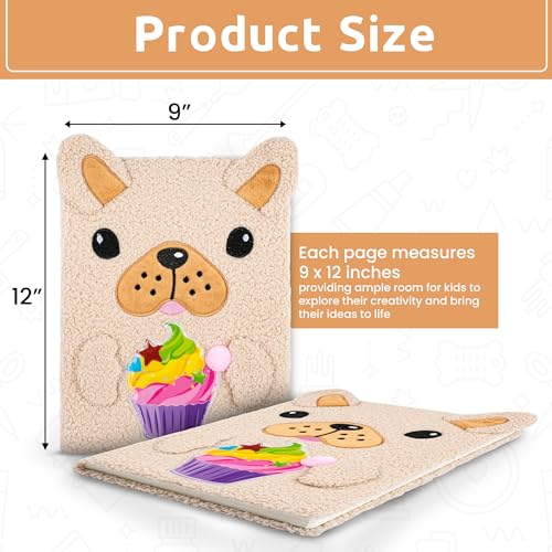 VOTUM Fuzzy Sketch Book - Personalisiertes Künstler-Skizzenbuch - Skizzieren, Zeichnen und Kreatives Kritzeln - Notizbuch und Skizzenbuch zum Zeichnen und Tagebuch (Hund)