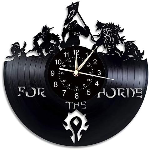 Smotly Vinyl wall clock, large clock with World of Warcraft theme wall decoration, home decoration gift of retro demon Illidan figure. (Gift hook),A Cover