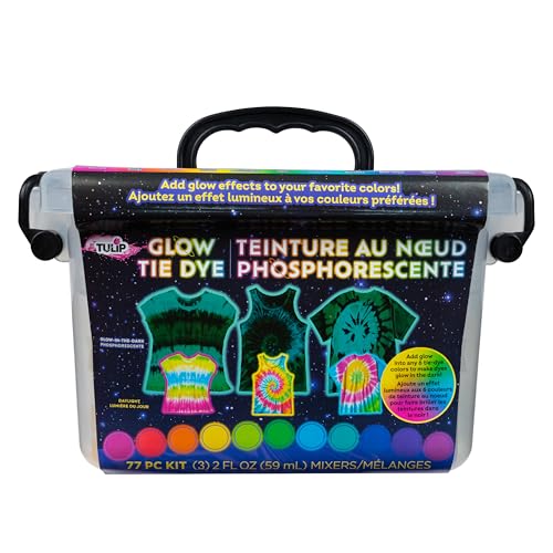Tulip Glow Tie-Dye Tub, Design Your Looks, Add Glow Effects to Your Favorite Colors, Includes 18 Easy-Squeeze Dye Bottles, Glow Pigments, Mixers, Storage Box, All-in-One Party Activity Kit, 77 Pieces by TULIP - Image 8
