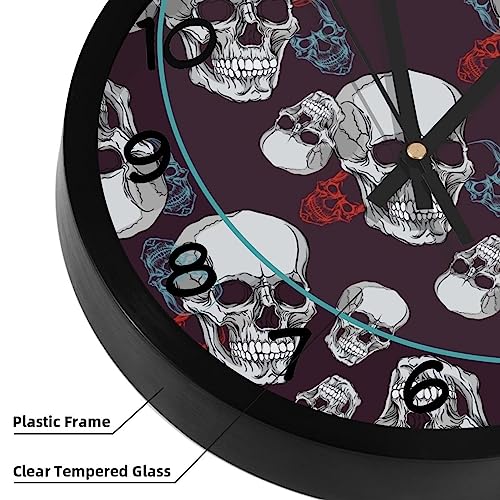 Horloge murale silencieuse à quartz avec motif de crânes gothiques pour maison - 4