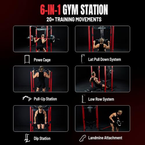 Image of Mikolo F4 2.0 Power Cage with Dual-Track Smooth Pulley System, 1200LBS Power Rack with Leg Hold-Down for Heavy LAT Pulldowns