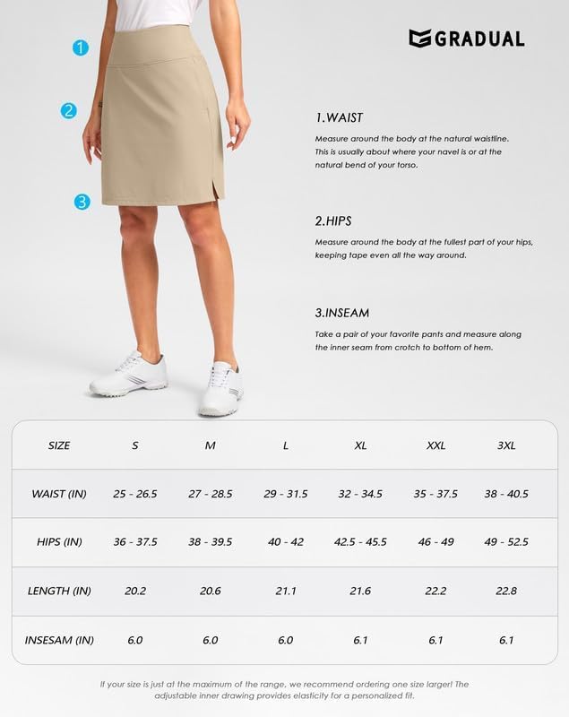 G Gradual 20" Golf Skorts Skirts for Women with Pockets Knee Length Skort Athletic Modest Long Tennis Skirts for Women - Image 8