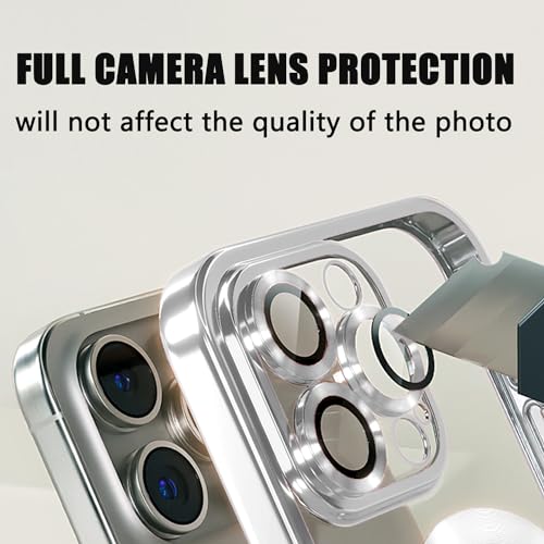 Image of Misscase for iPhone 14 Pro Max Magnetic Glitter Case Compatible with MagSafe,Full Protection Slim Shockproof Anti-Scratch Case with Camera Lens Protector Logo View Dust-Proof Net for Women Sliver