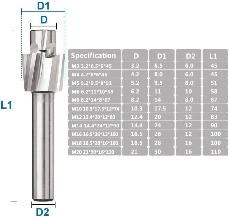 1pc HSS Flat Bolt Hole Cap Screw Countersink End Mills 4 Flute Pilot Slotting Bit,M18