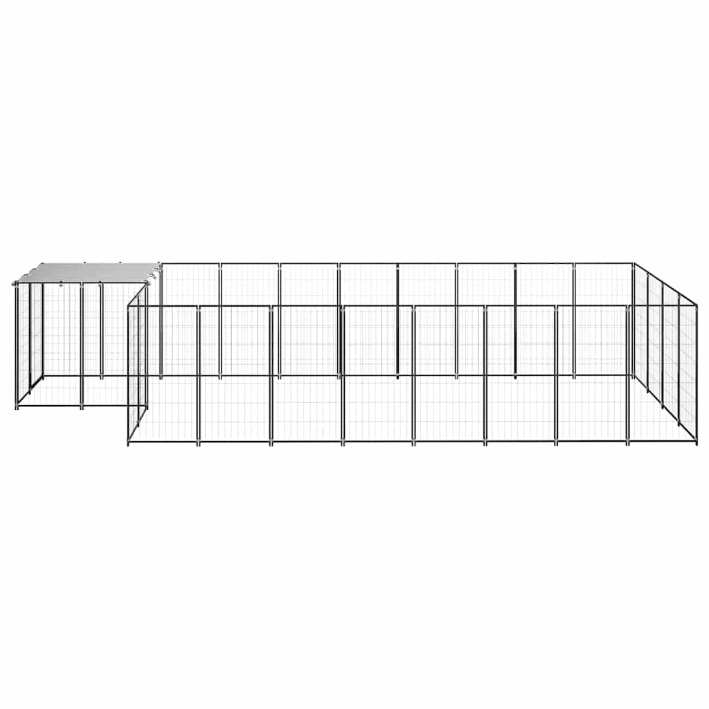 Cuccia per cani con tetto in acciaio, 550 x 220 x 110 cm | Ampio recinto per animali da giardino con robusta griglia in acciaio, tetto in polietilene e porta richiudibile per una
