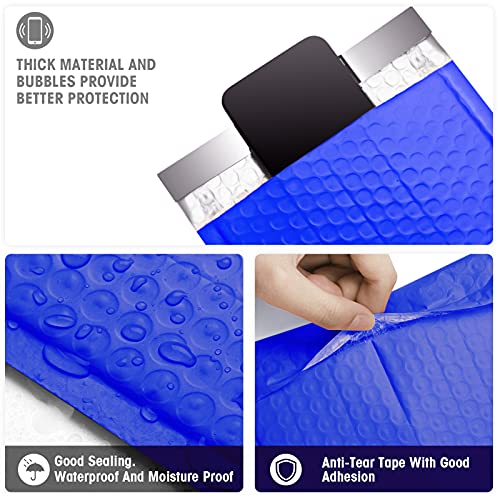 Image of Metronic Bubble Mailers 6x10 Inch 50Pack, Royal Blue Bubble Envelopes, Waterproof Padded Envelopes, Adhesion Padded Mailers,Self-Seal Packaging Bags for Jewelry, Bubble Mailers Usable Size 6x9