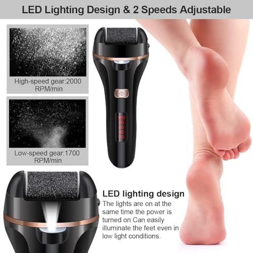 Image of MORTON DAVIES Rechargeable Callus Remover For Feet | Foot Filer Scrubber For Dead Skin | 3 Roller Heads For Dead Skin Removal | Pedicure Machine