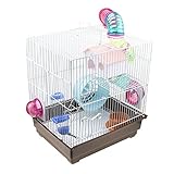 GNB PET Hamster Cage DIY with Tunnels Tubes Wheel, 2-Level Habitat, Brown
